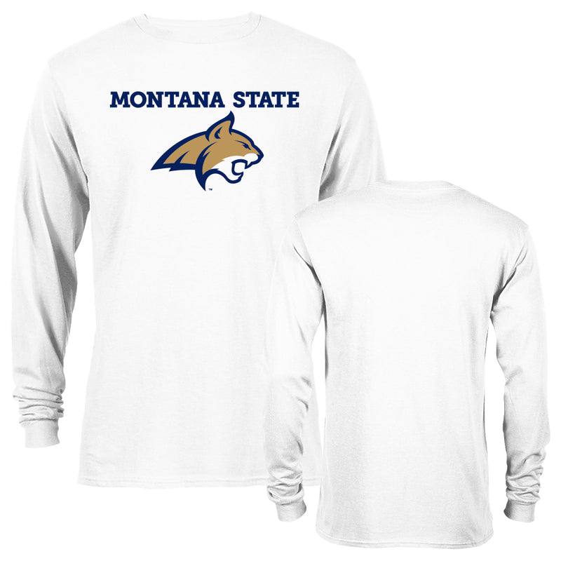 Montana State University Bobcats School Text and Mascot Long Sleeve T-Shirt
