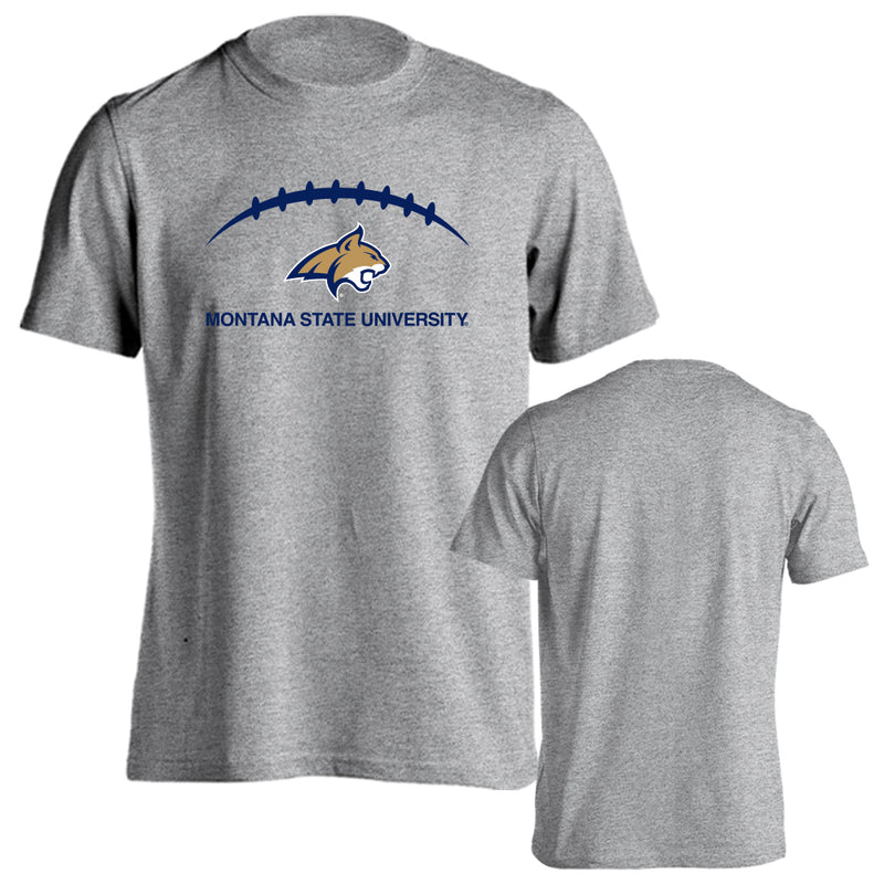 Montana State University Bobcats Football Laces Out Logo Short Sleeve T-Shirt