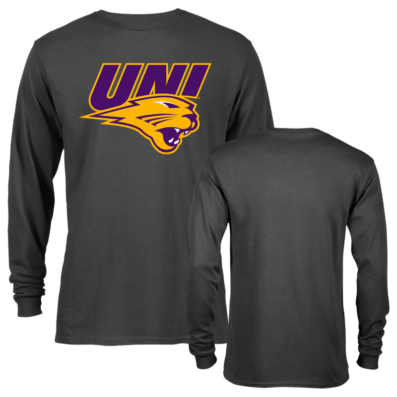 University of Northern Iowa Panthers Text with Mascot Long Sleeve T-shirt Tee
