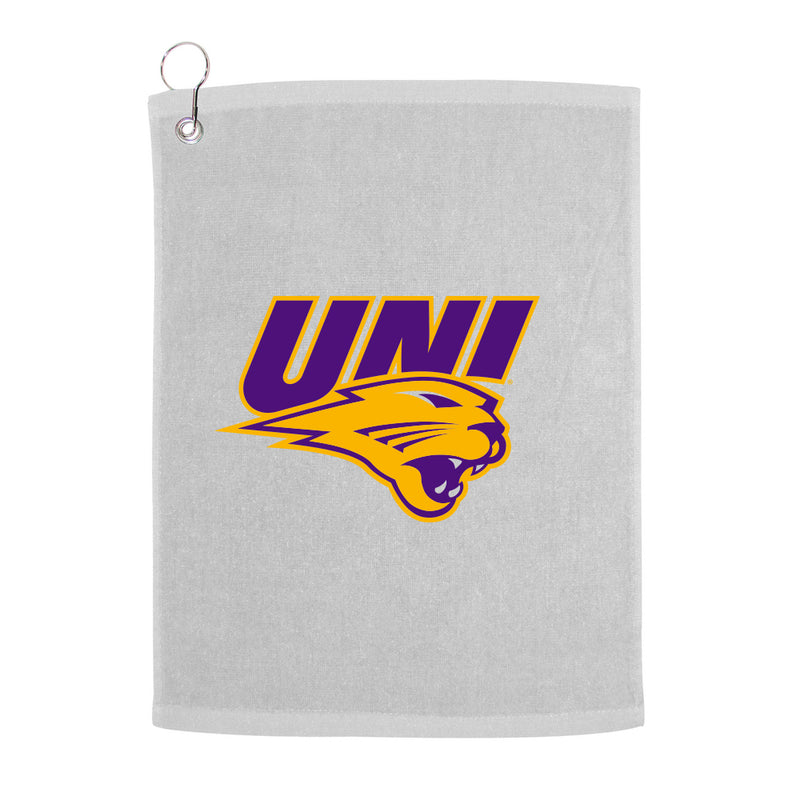 University of Northern Iowa Panthers Golf Towel With School Logo and Text