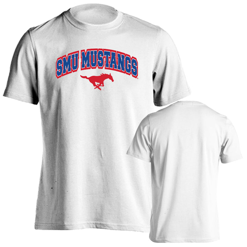 Southern Methodist University SMU Arch Text with Mascot Short Sleeve T-Shirt