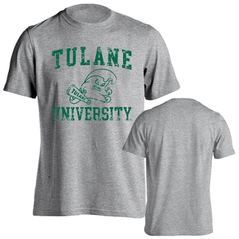 Tulane University Green Wave Tulane Distressed Retro Logo Short Sleeve T-Shirt