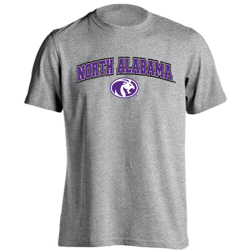 University of North Alabama Lions Arched Text with Mascot Short Sleeve T-shirt