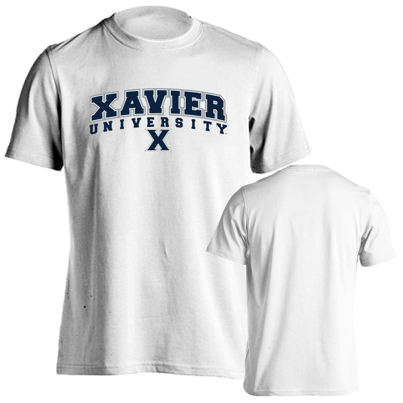 Xavier University Musketeers Arched Text with Mascot Short Sleeve T-shirt Tee