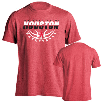 Houston Cougars Distressed Retro Logo T-Shirt – Officially Licensed Fan Tee In Red Heather, Size 2XL