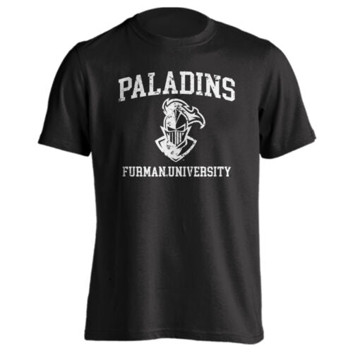 Furman University FU Paladins Distressed Retro Logo Mascot Short Sleeve T-shirt