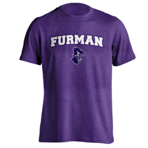 Furman University FU Paladins Arched Text with Mascot Short Sleeve T-shirt Tee