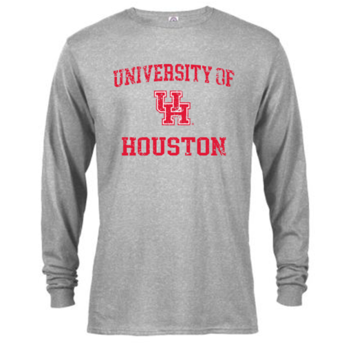 University of Houston Cougars Distressed Retro Logo Long Sleeve T-Shirt