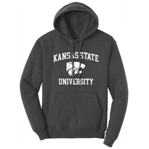 Kansas State University Wildcats Retro Distressed Logo Long Sleeve Hoodie