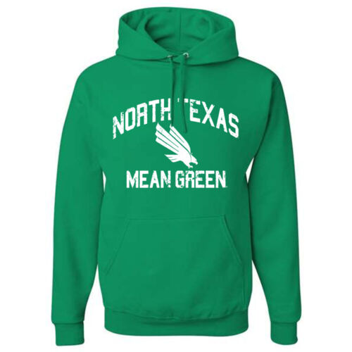 University North Texas UNT Mean Green Distressed Retro Logo Long Sleeve Hoodie